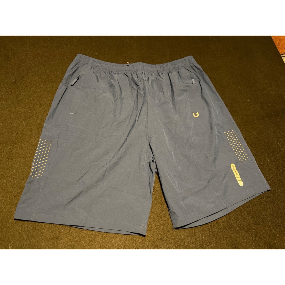 Northyard Mens Athletic Shorts Navy Blue 2XL Zipper Pockets Quick Dry NWT